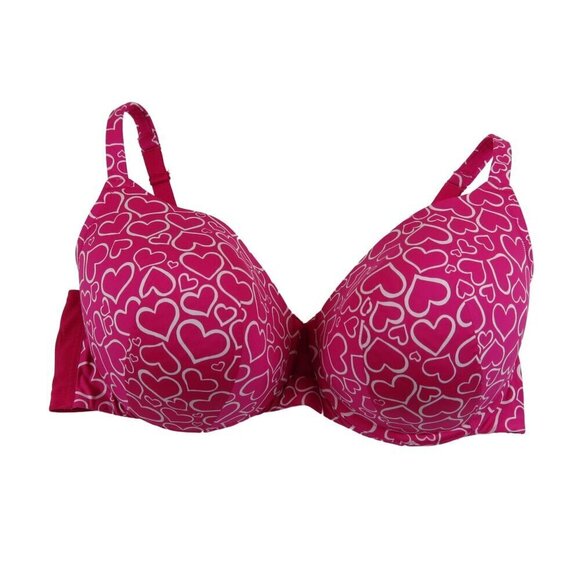 CACIQUE Women's Magenta Pink Hearts Full Coverage Underwire Bra 42DDD - Picture 1 of 7